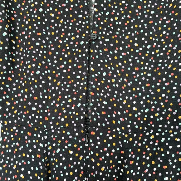 Reformation Long Sleeve Samantha Black Multicolor Mini Dot Dress Size 6 - Picture 6 of 10